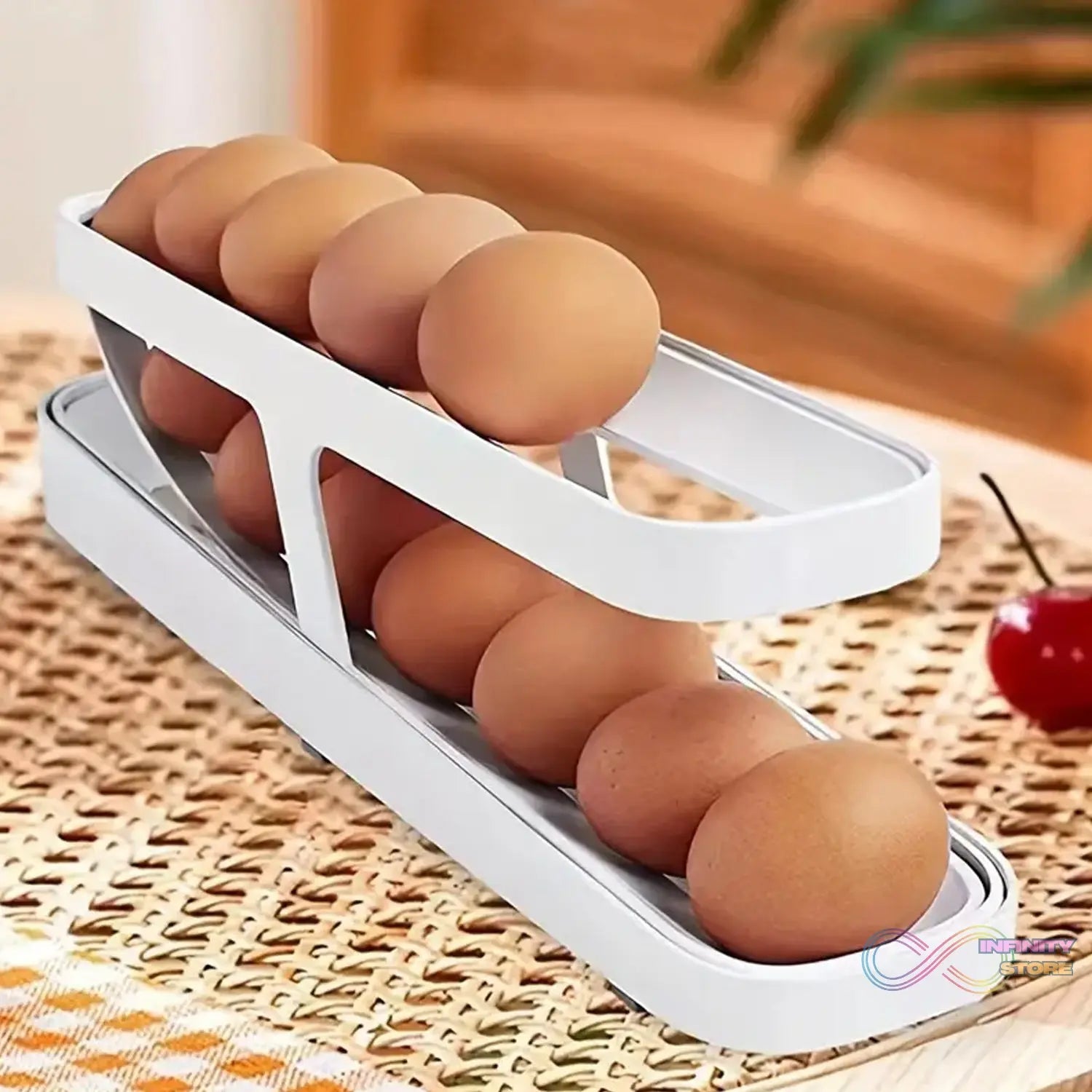Plastic 2 - Tier Rolling Egg Dispenser For 12 - 14 Eggs (1 Pc) - infinityexculsivestore.com