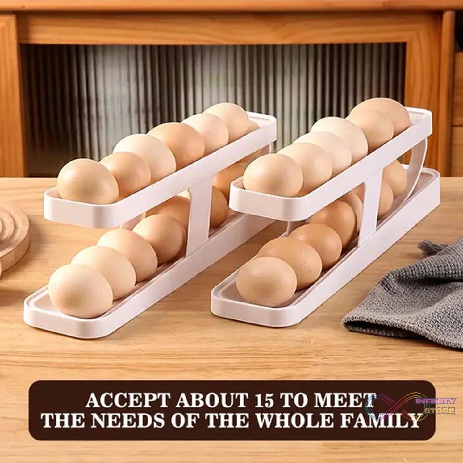 Plastic 2 - Tier Rolling Egg Dispenser For 12 - 14 Eggs (1 Pc) - infinityexculsivestore.com