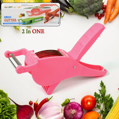 Plastic 2 in 1 Vegetable & Fruit Multi Cutter 5 Blade Vegetable Cutter with Peeler (1 Pc / Multicolor) - infinityexculsivestore.com