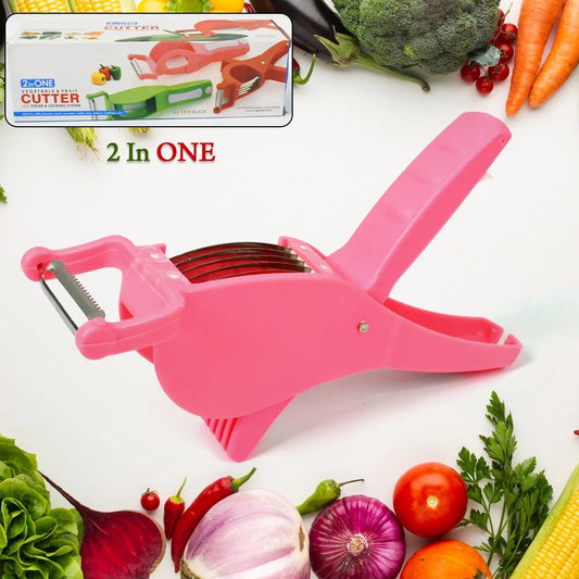 Plastic 2 in 1 Vegetable & Fruit Multi Cutter 5 Blade Vegetable Cutter with Peeler (1 Pc / Multicolor) - infinityexculsivestore.com