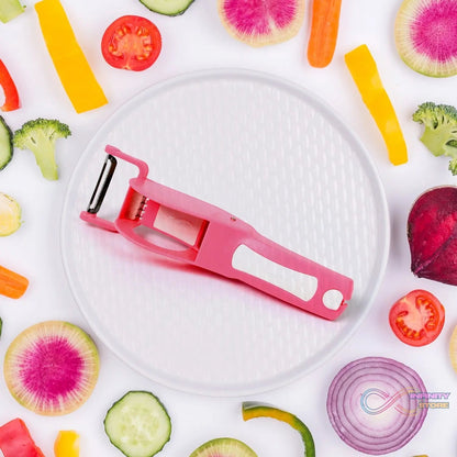 Plastic 2 in 1 Vegetable & Fruit Multi Cutter 5 Blade Vegetable Cutter with Peeler (1 Pc / Multicolor) - infinityexculsivestore.com