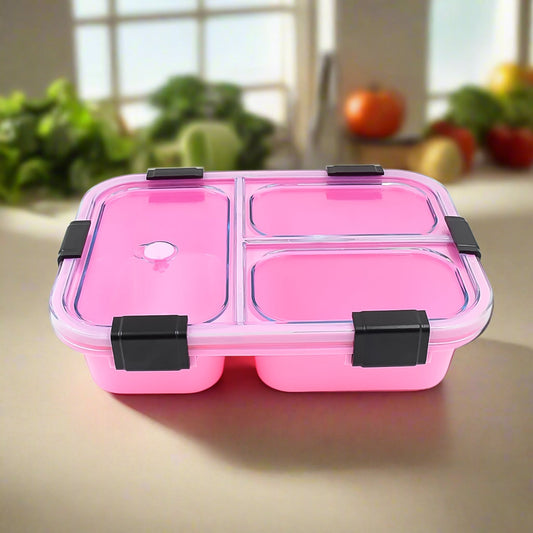 Plastic 3 Compartment Insulated Lunch Box, Lunch Box (1 Pc) - infinityexculsivestore.com
