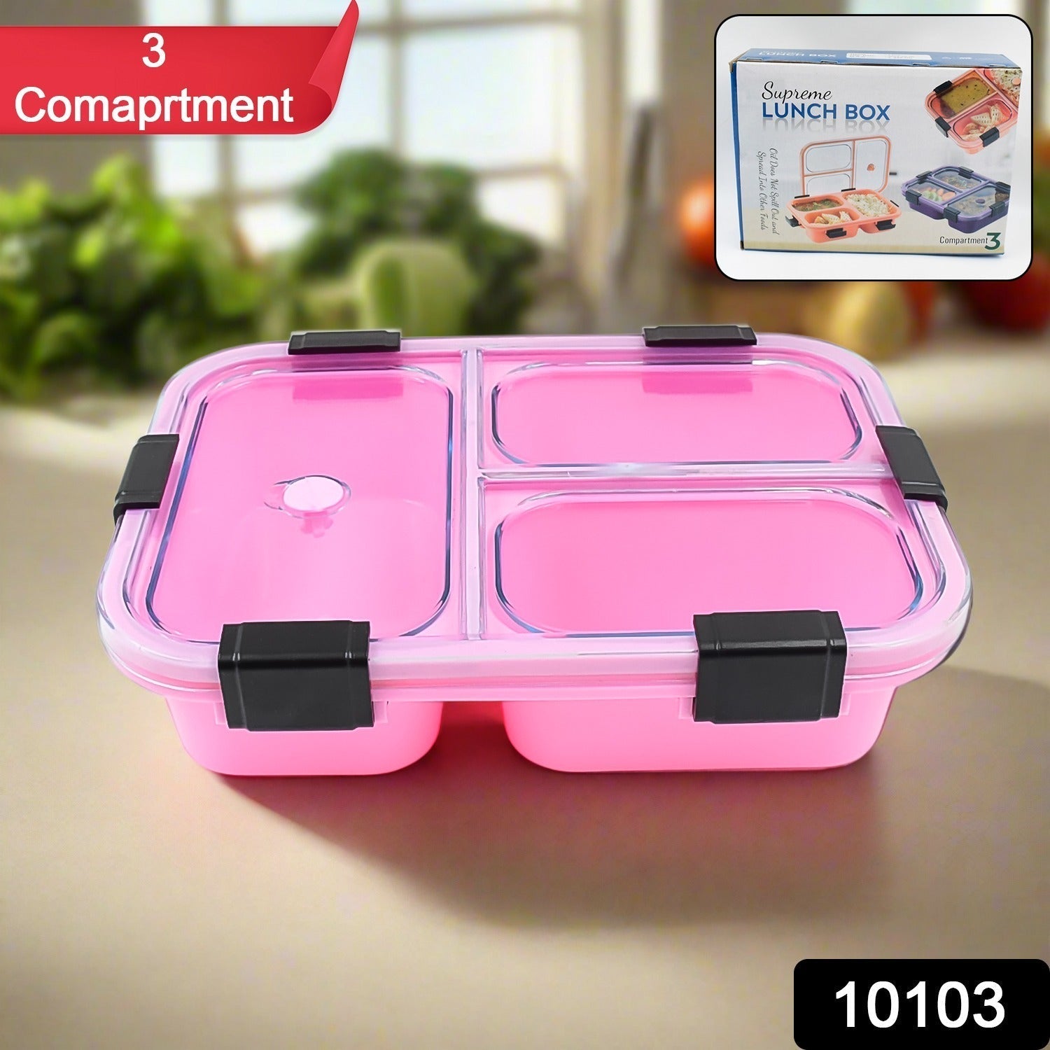 Plastic 3 Compartment Insulated Lunch Box, Lunch Box (1 Pc) - infinityexculsivestore.com