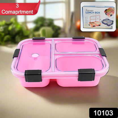 Plastic 3 Compartment Insulated Lunch Box, Lunch Box (1 Pc) - infinityexculsivestore.com