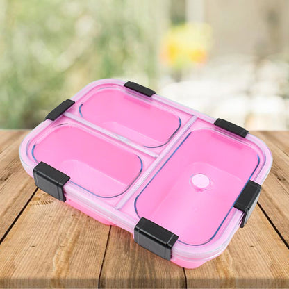 Plastic 3 Compartment Insulated Lunch Box, Lunch Box (1 Pc) - infinityexculsivestore.com