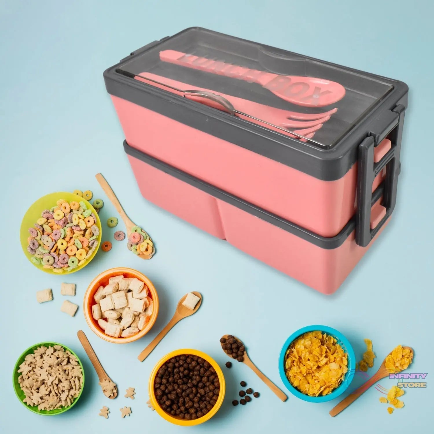 Plastic 3 Layer Leak Proof 3 Compartment Lunch Box for Office (1 Pc) - infinityexculsivestore.com