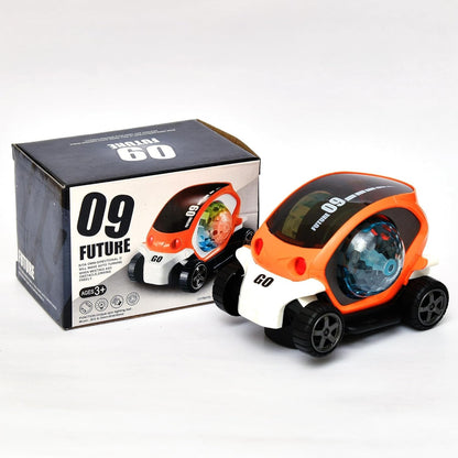 Plastic 360 Degree Rotating Stunt Car Toy for Kids - Bump and Go Action with 4D Lights and Music, Plastic Mini Car with Disco Ball (1 Pc / Battery Not Included) - infinityexculsivestore.com