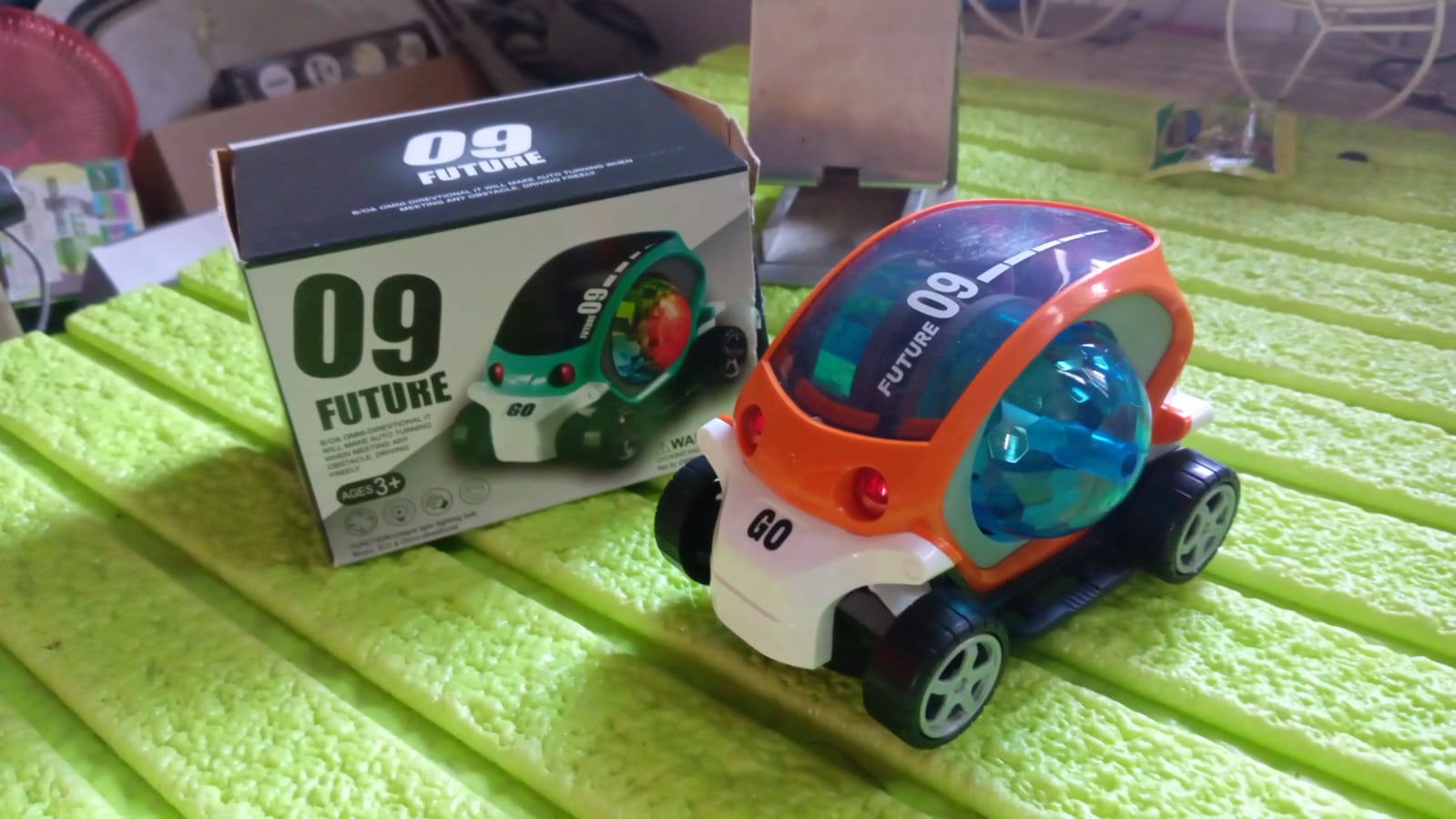 Plastic 360 Degree Rotating Stunt Car Toy for Kids - Bump and Go Action with 4D Lights and Music, Plastic Mini Car with Disco Ball (1 Pc / Battery Not Included) - infinityexculsivestore.com
