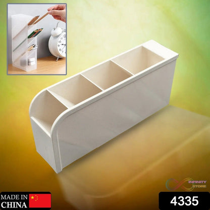 Plastic 4 Compartment Office Desktop Storage Box, Pen Pencil Stand/Holder Stationary Organizer, Plastic Desktop Stationary Organizer For School - infinityexculsivestore.com