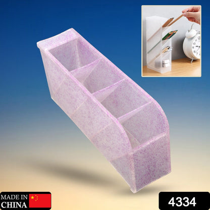 Plastic 4 Compartment Office Desktop Storage Box, Pen Pencil Stand/Holder Stationary Organizer, Plastic Desktop Stationary Organizer For School - infinityexculsivestore.com