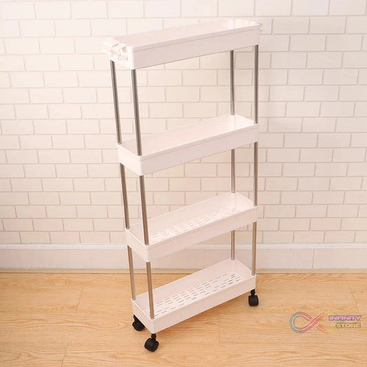 Plastic 4 layer folding trolly Storage Organizer for Kitchen Storage Rack Shelf Trolley Rack with Caster Wheels (4 LAYER) - infinityexculsivestore.com