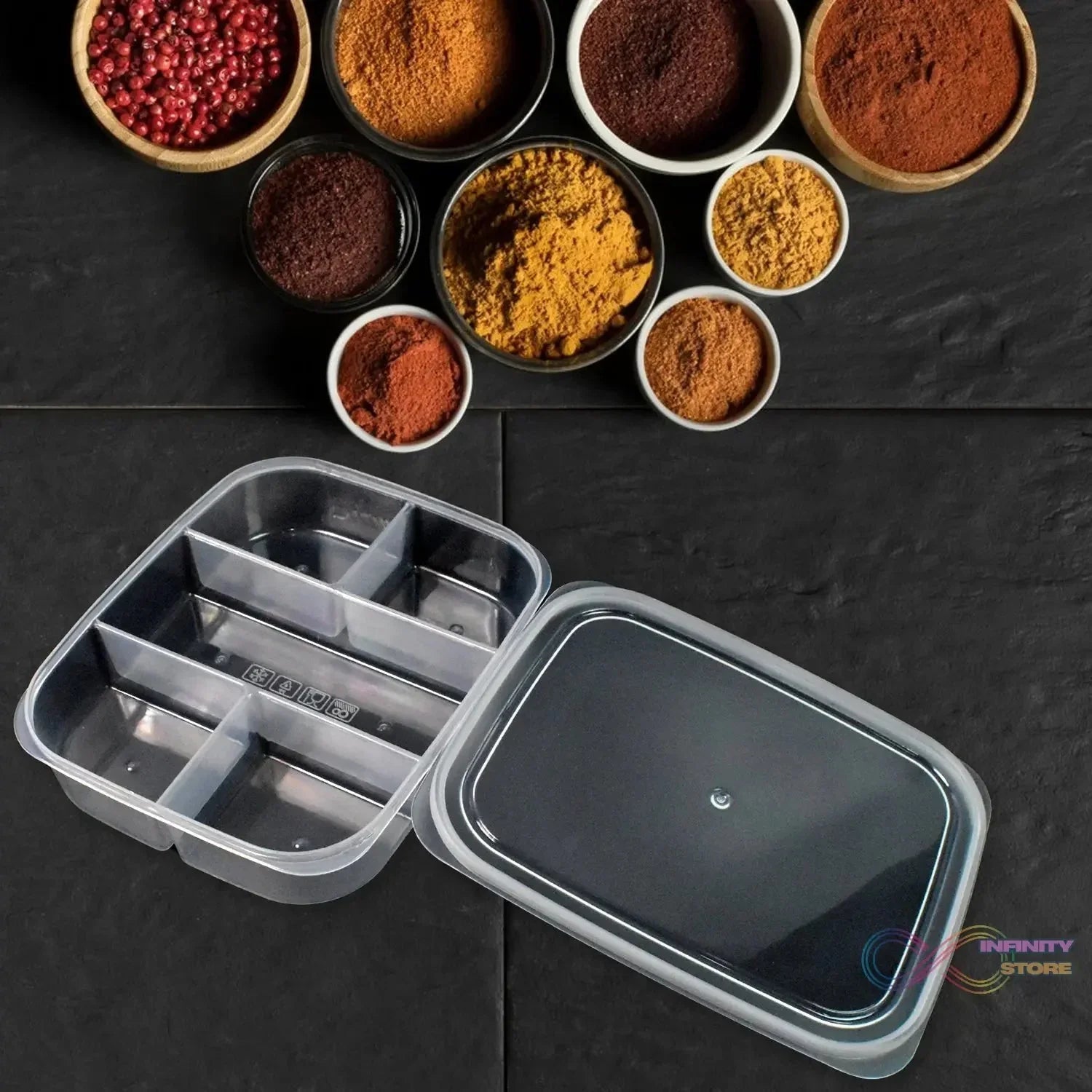 Plastic 5 - Compartment Excellent container Reusable Lunch Box (1 Pc) - infinityexculsivestore.com