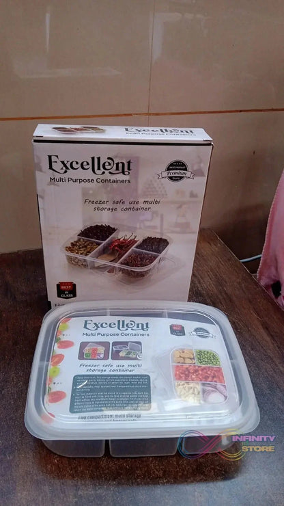 Plastic 5 - Compartment Excellent container Reusable Lunch Box (1 Pc) - infinityexculsivestore.com