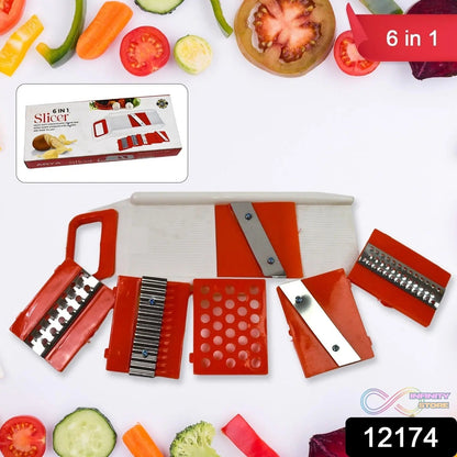 Plastic 6 in 1 Vegetables Slicer, Cutter and Fruit Dicer Grater (1 Set) - infinityexculsivestore.com