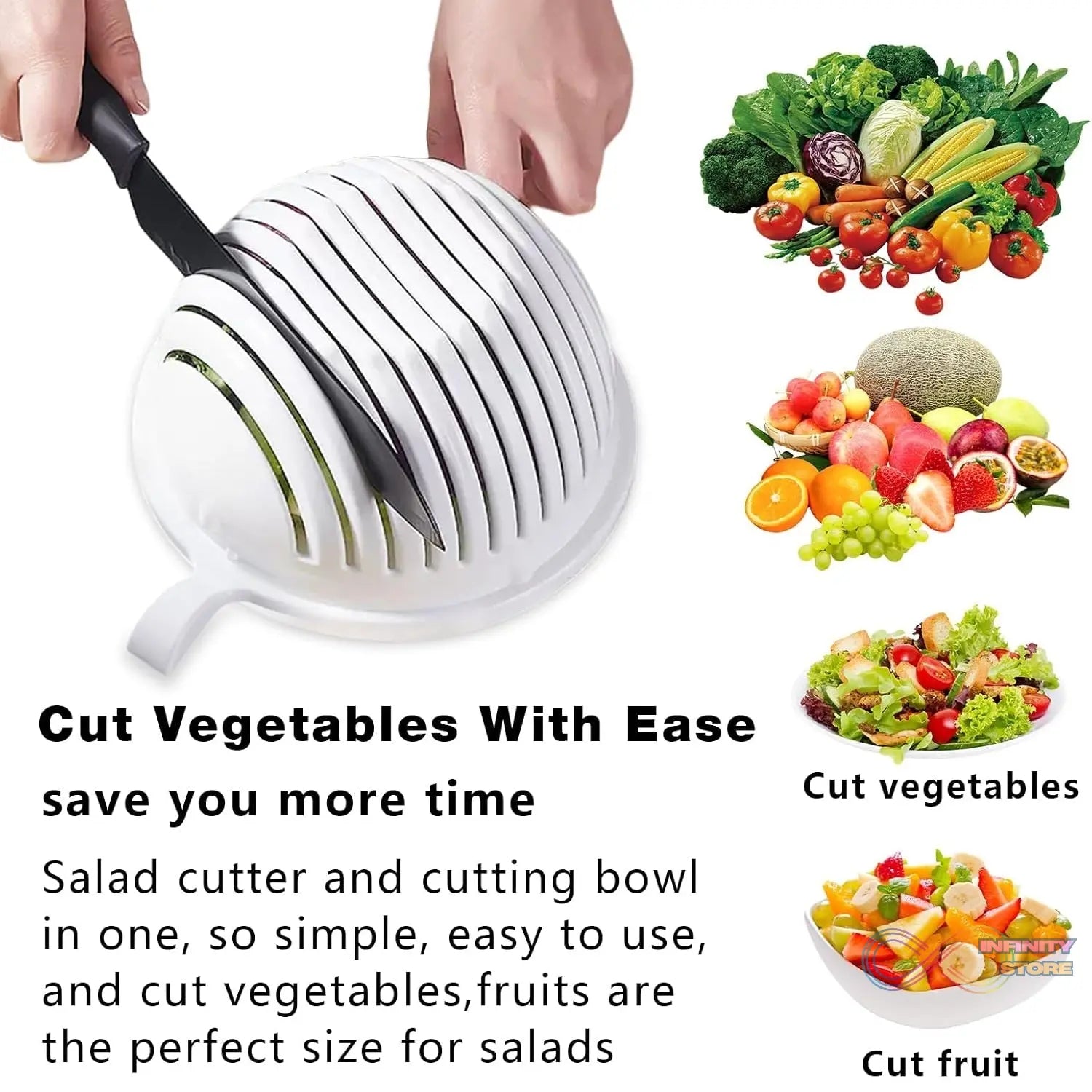 Plastic 60 Seconds Salad Cutter Salad Maker Salad Bow (1 Pc) - infinityexculsivestore.com