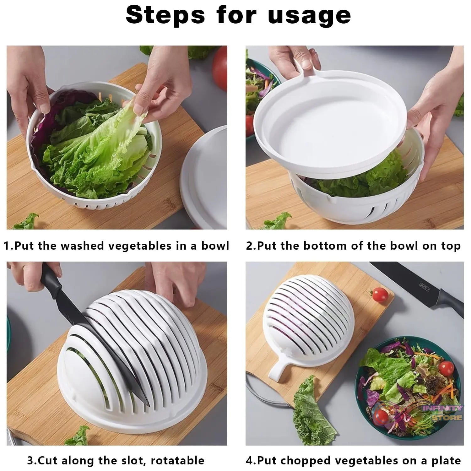 Plastic 60 Seconds Salad Cutter Salad Maker Salad Bow (1 Pc) - infinityexculsivestore.com