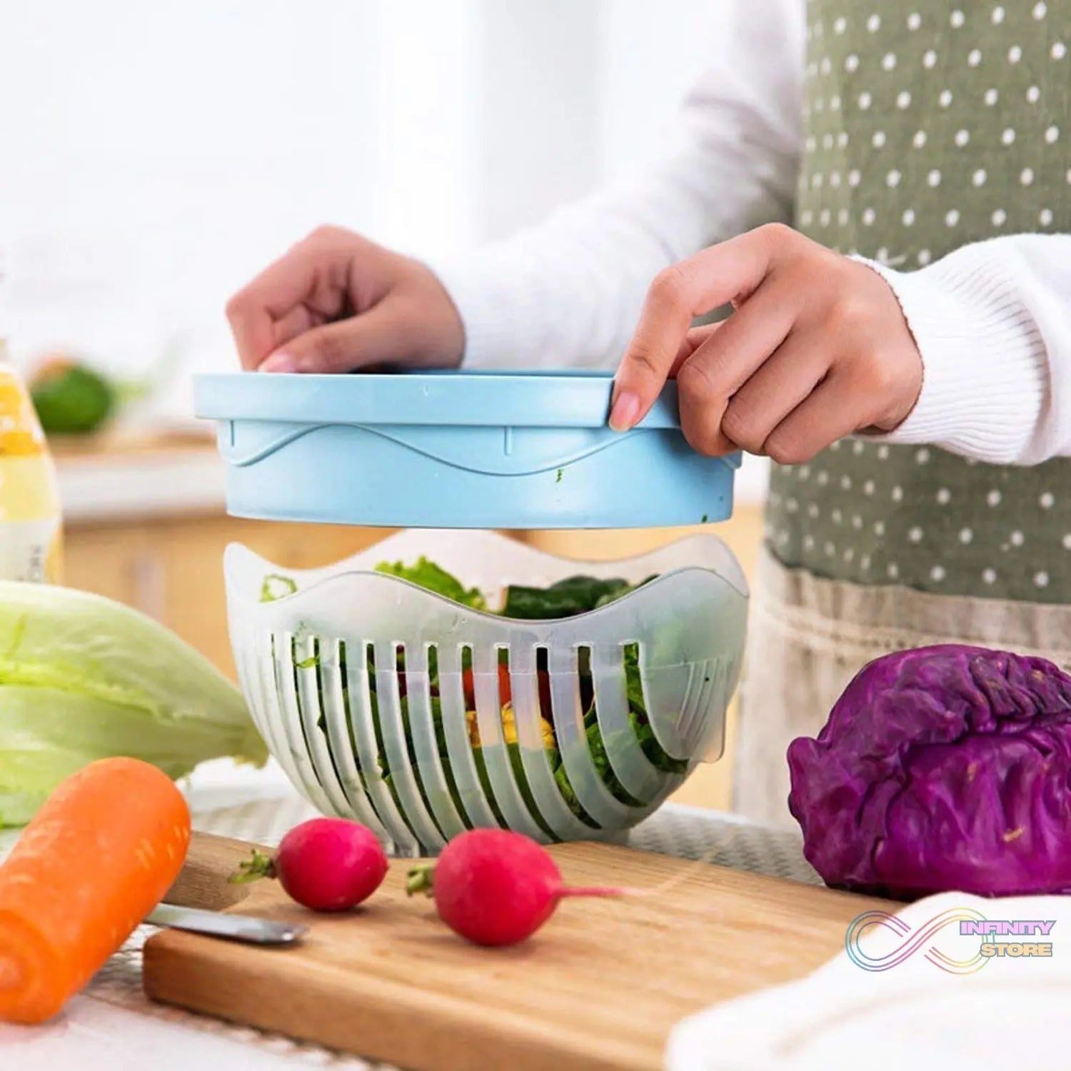 Plastic 60 Seconds Salad Cutter Salad Maker Salad Bow (1 Pc) - infinityexculsivestore.com