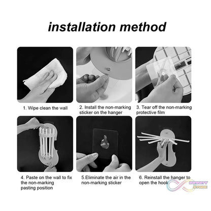 Plastic 7 - in - 1 Multifunction Retractable Wall - Mounted Pull - Out Hanger Rack Without Punching Hooks Up for Kitchen Bathroom - infinityexculsivestore.com