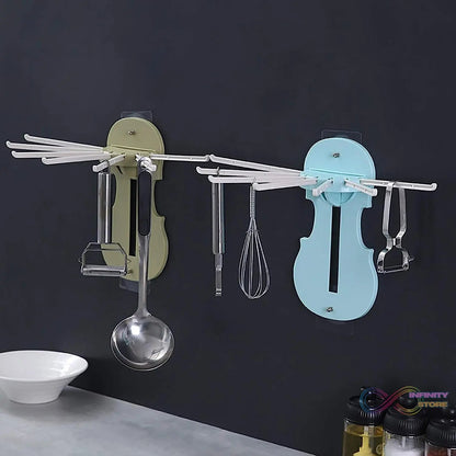 Plastic 7 - in - 1 Multifunction Retractable Wall - Mounted Pull - Out Hanger Rack Without Punching Hooks Up for Kitchen Bathroom - infinityexculsivestore.com