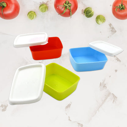 Plastic Airtight Containers Set, Small Plastic Container Set, Rectangular Plastic Food, Pickle, Fridge Containers Multicolor Kitchen Storage Container (3 Pcs Set) - infinityexculsivestore.com