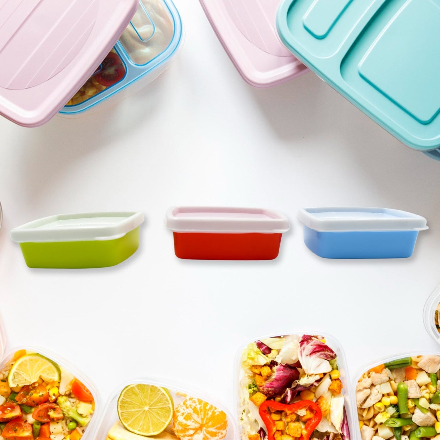 Plastic Airtight Containers Set, Small Plastic Container Set, Rectangular Plastic Food, Pickle, Fridge Containers Multicolor Kitchen Storage Container (3 Pcs Set) - infinityexculsivestore.com