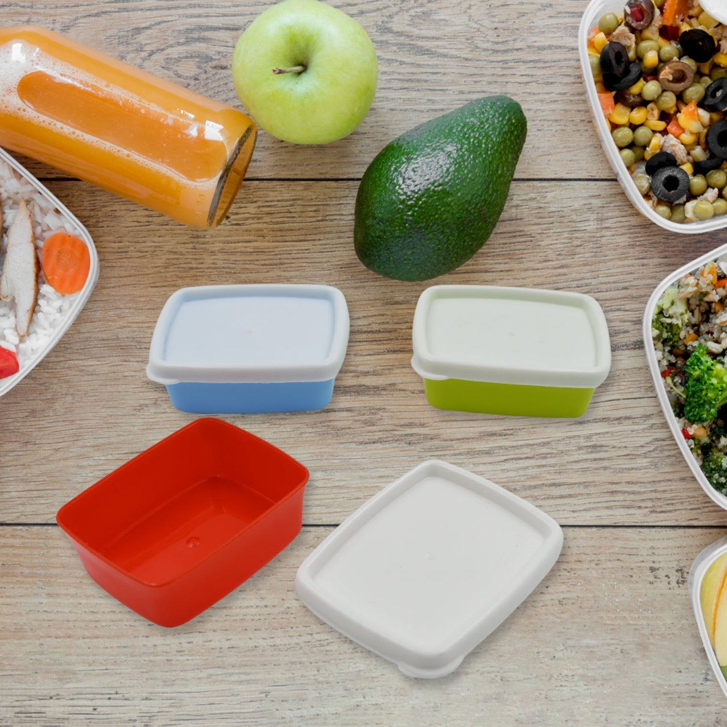 Plastic Airtight Containers Set, Small Plastic Container Set, Rectangular Plastic Food, Pickle, Fridge Containers Multicolor Kitchen Storage Container (3 Pcs Set) - infinityexculsivestore.com