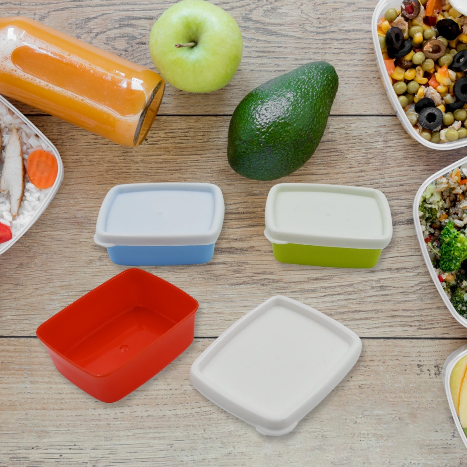 Plastic Airtight Containers Set, Small Plastic Container Set, Rectangular Plastic Food, Pickle, Fridge Containers Multicolor Kitchen Storage Container (3 Pcs Set) - infinityexculsivestore.com