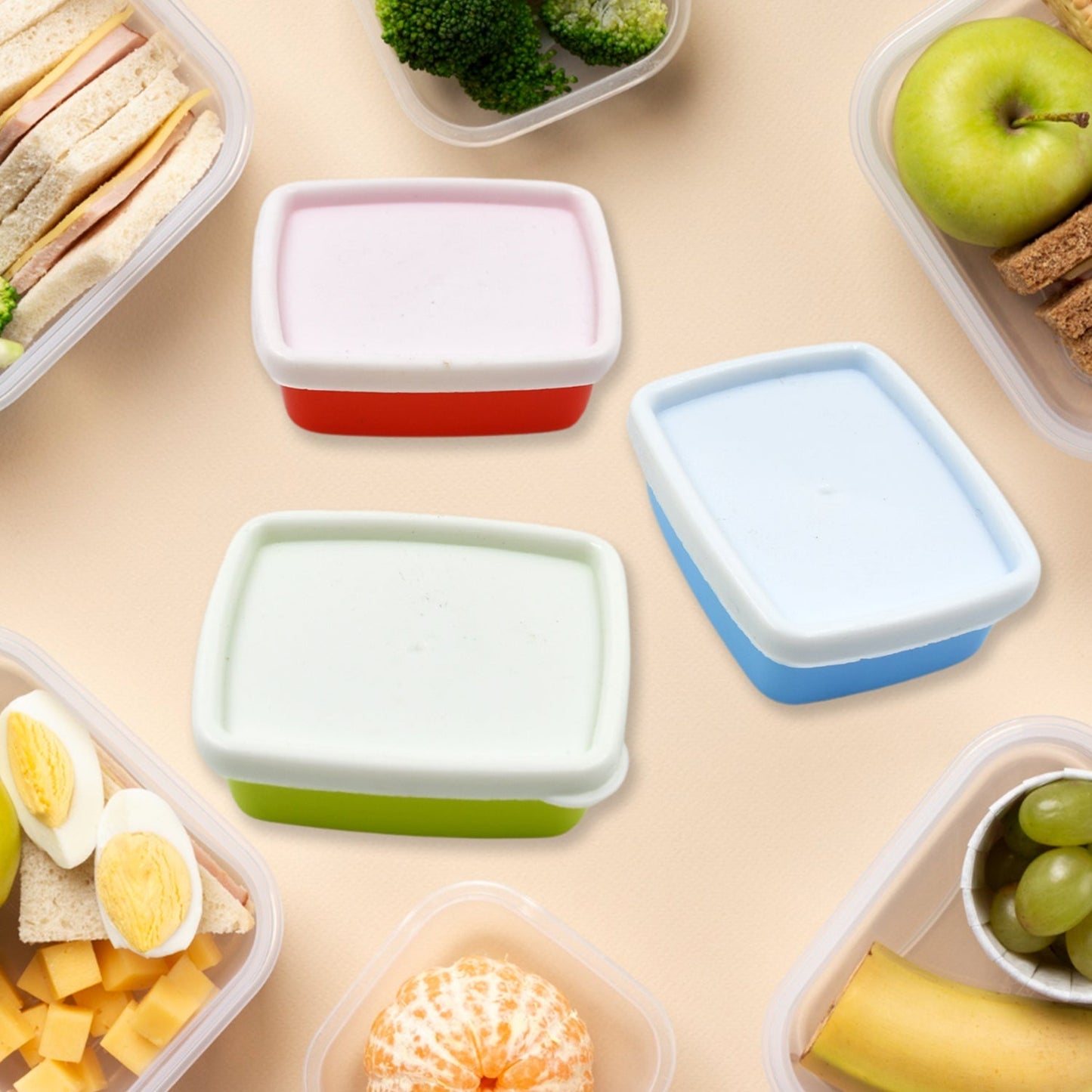 Plastic Airtight Containers Set, Small Plastic Container Set, Rectangular Plastic Food, Pickle, Fridge Containers Multicolor Kitchen Storage Container (3 Pcs Set) - infinityexculsivestore.com