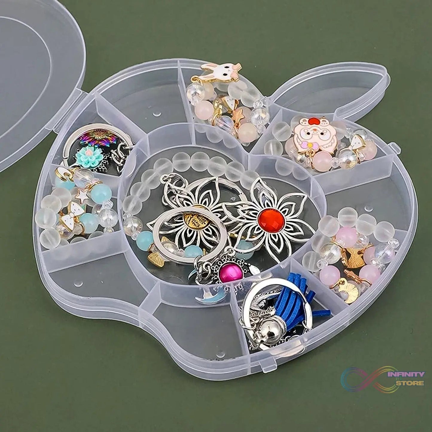 Plastic Apple Shape Jewellery Storage Box (1 Pc) - infinityexculsivestore.com