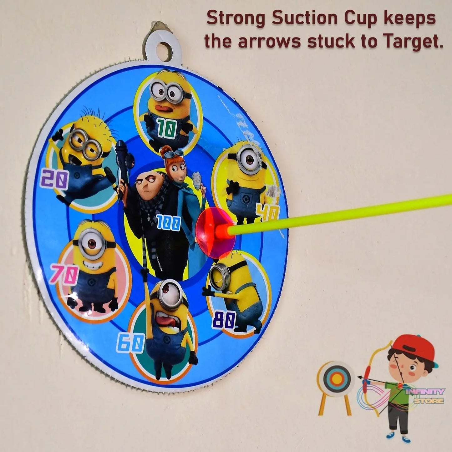 Plastic Archery Bow and Arrow Toy Set with single knife and 3pc Arrow and Target Board, - infinityexculsivestore.com