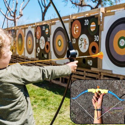 Plastic Archery Bow and Arrow Toy Set with single knife and 3pc Arrow and Target Board, - infinityexculsivestore.com