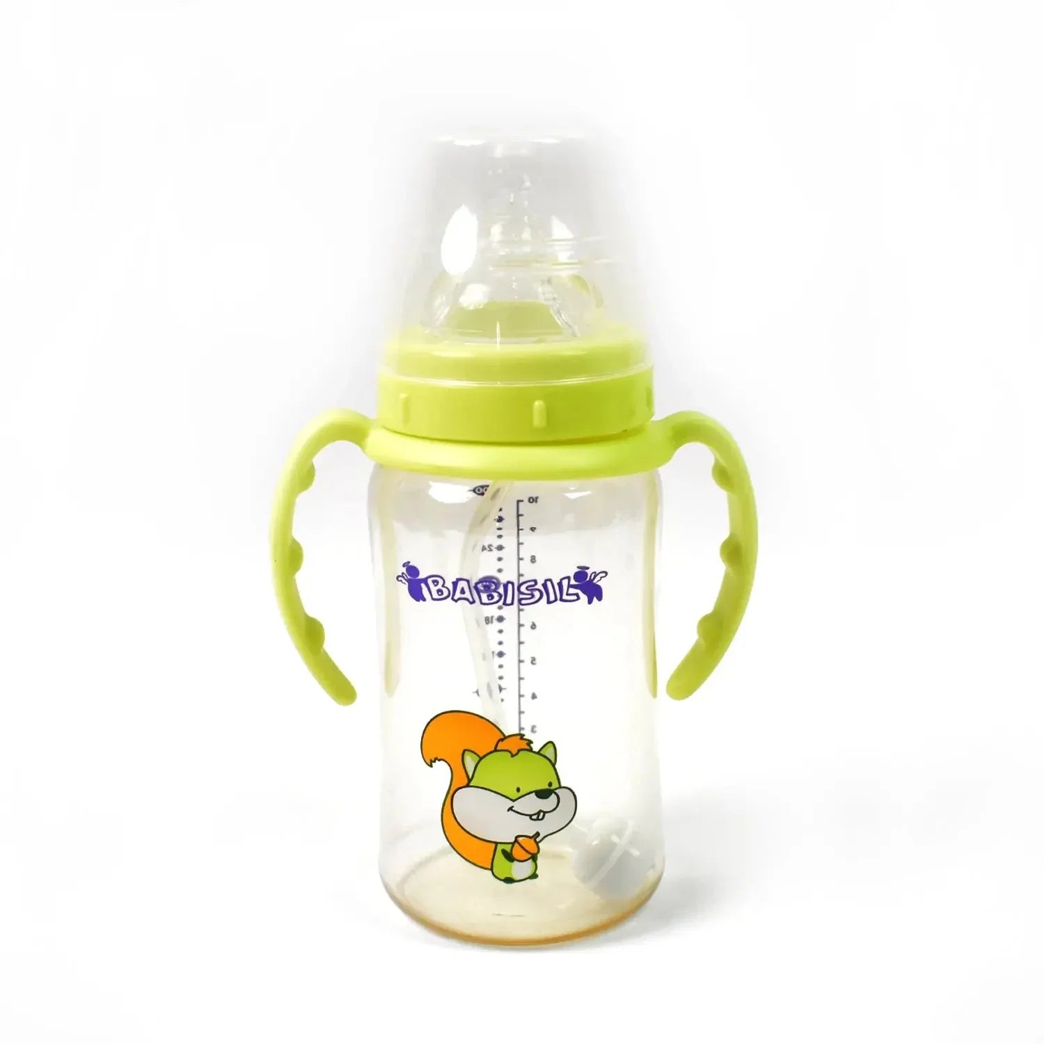 Plastic Baby Feeding Bottle with Handles, Cleaning brush & Straw (300 ML / 1 Pc) - infinityexculsivestore.com