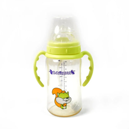 Plastic Baby Feeding Bottle with Handles, Cleaning brush & Straw (300 ML / 1 Pc) - infinityexculsivestore.com