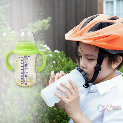 Plastic Baby Feeding Bottle with Handles, Cleaning brush & Straw (300 ML / 1 Pc) - infinityexculsivestore.com