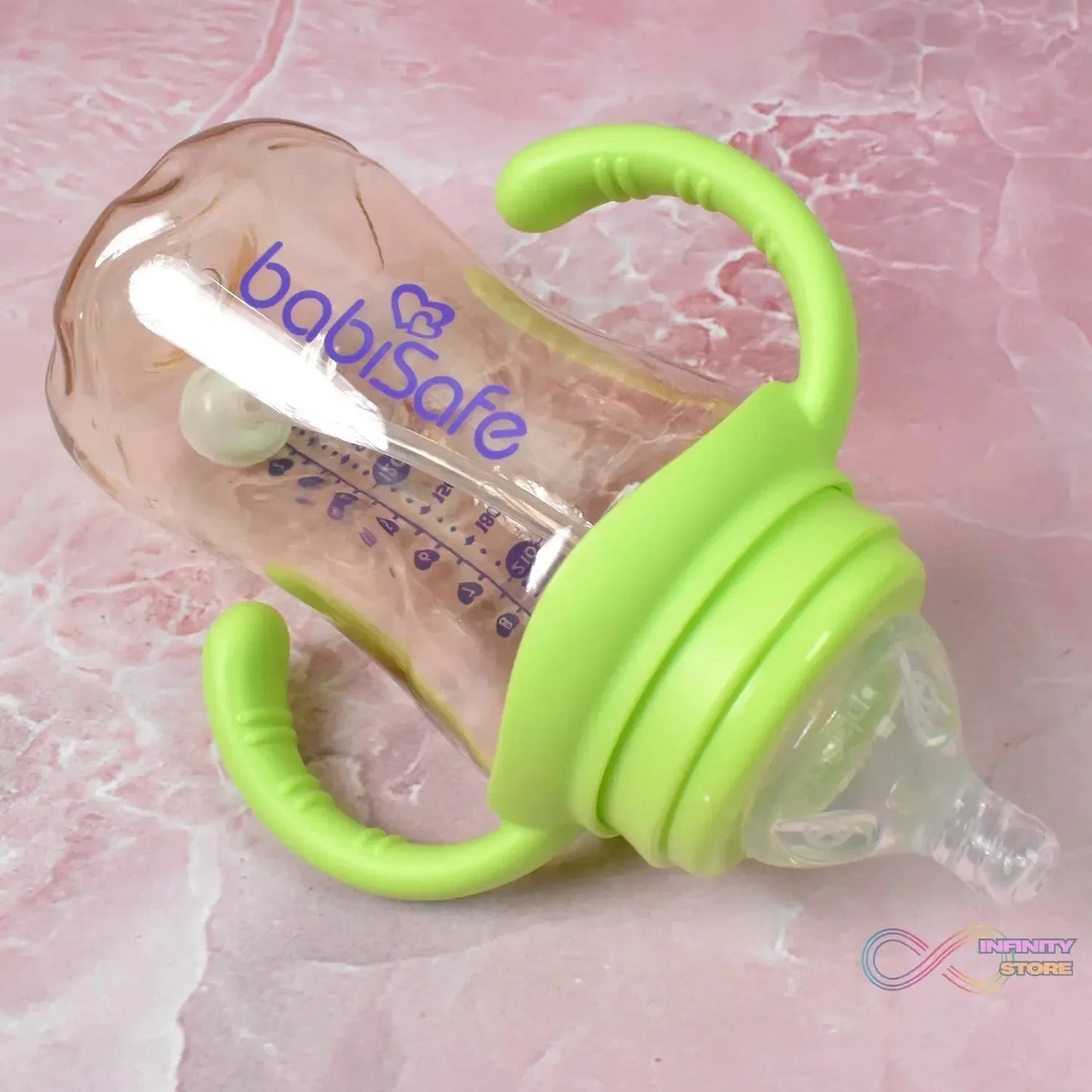 Plastic Baby Feeding Bottle with Handles, Cleaning brush & Straw (300 ML / 1 Pc) - infinityexculsivestore.com