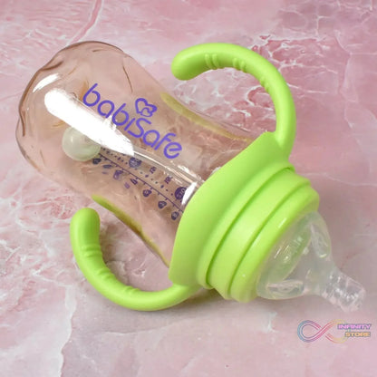 Plastic Baby Feeding Bottle with Handles, Cleaning brush & Straw (300 ML / 1 Pc) - infinityexculsivestore.com