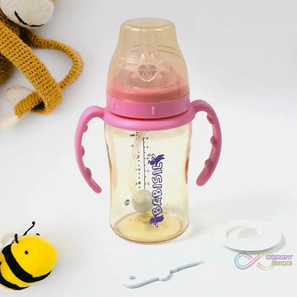 Plastic Baby Feeding Bottle with Handles & Straw (220 ML / 1 Pc) - infinityexculsivestore.com