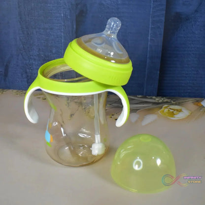 Plastic Baby Feeding Bottle with Handles Straw (300 ML / 1 Pc) - infinityexculsivestore.com