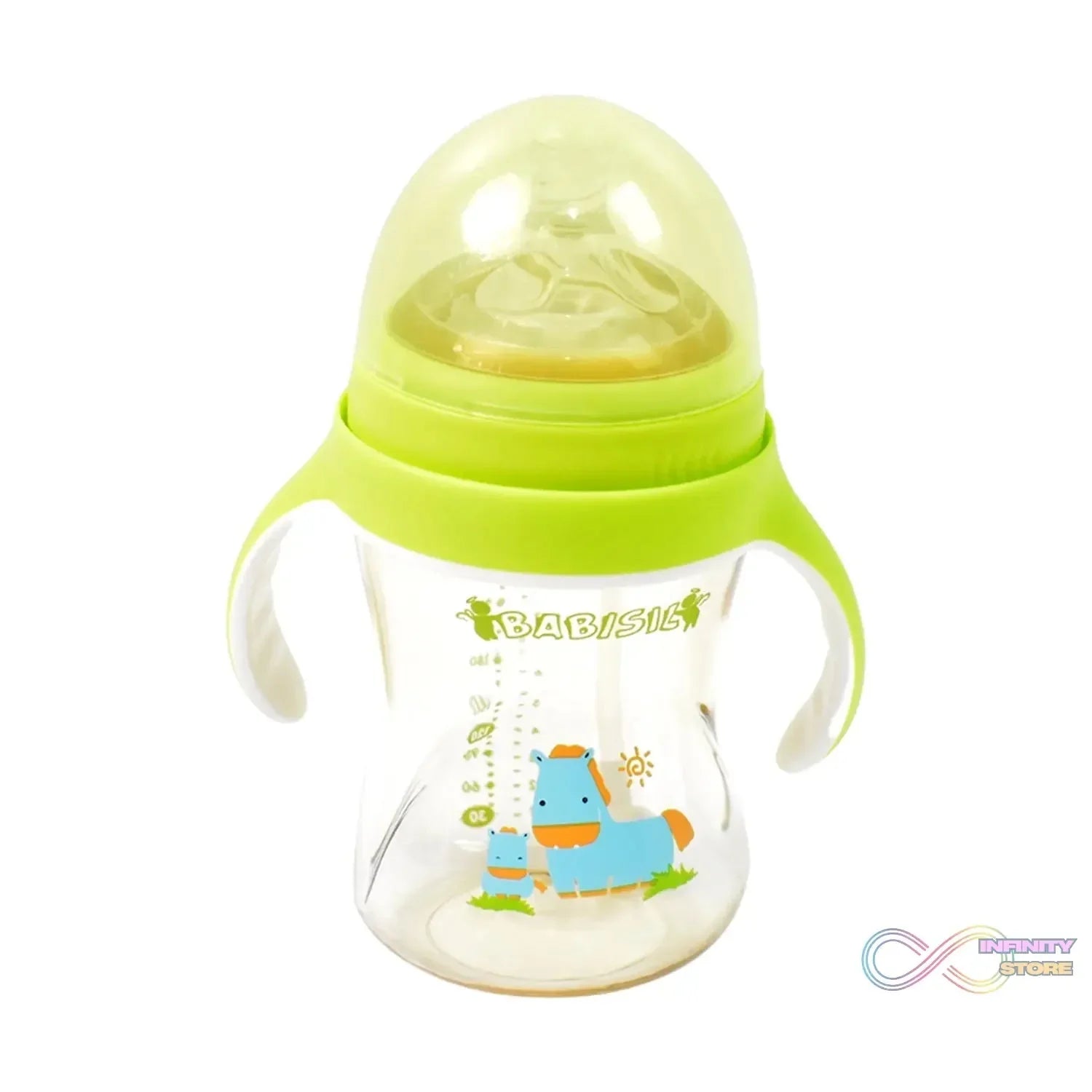 Plastic Baby Feeding Bottle with Handles Straw (300 ML / 1 Pc) - infinityexculsivestore.com