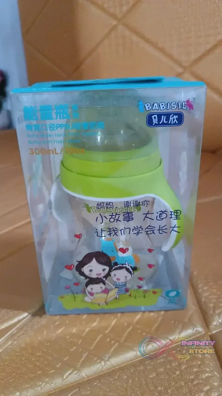 Plastic Baby Feeding Bottle with Handles Straw (300 ML / 1 Pc) - infinityexculsivestore.com