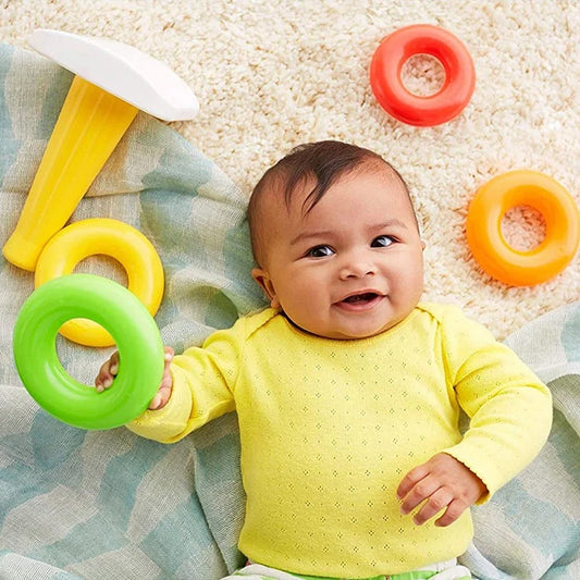 Plastic Baby Kids Teddy Stacking Ring Jumbo Stack Up Educational Toy 5pc - infinityexculsivestore.com