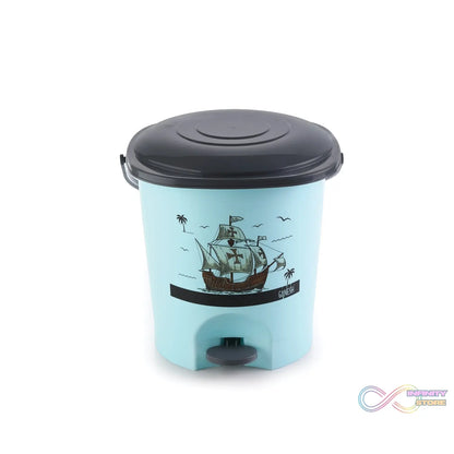 6-piece plastic bath set including bucket, dustbin, mug, stool, soap case, and tub, shown from different angles.