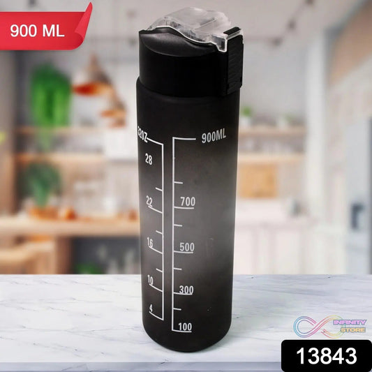 Plastic Black Motivational Water Bottle with Straw (900 ML) - infinityexculsivestore.com
