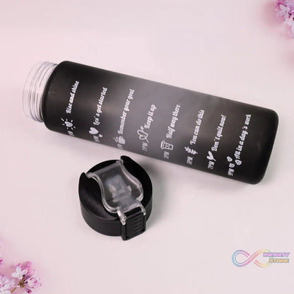 Plastic Black Motivational Water Bottle with Straw (900 ML) - infinityexculsivestore.com