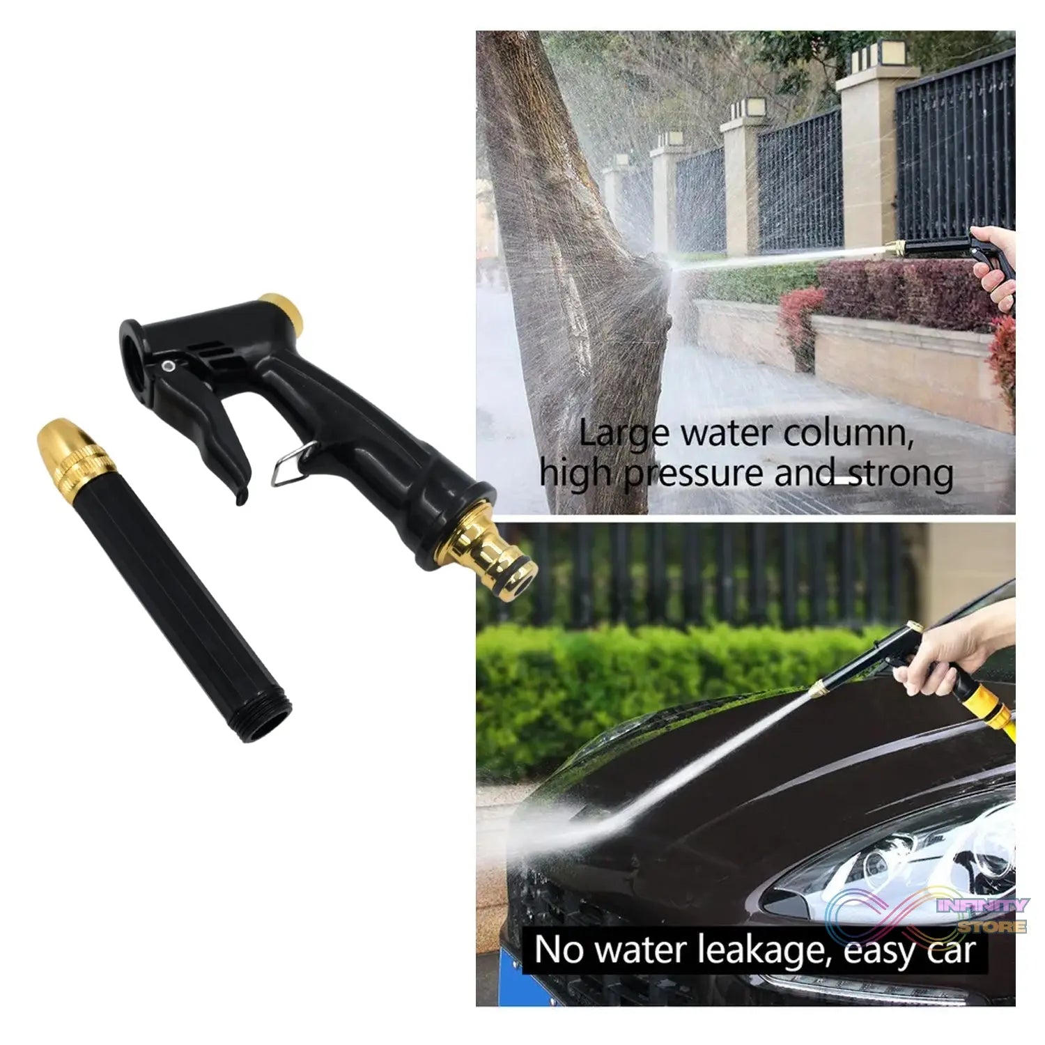 Plastic Body, Metal Trigger & Brass Nozzle Water Spray Gun For Water Pipe | Non - Slip | Comfortable Grip | Multiple Spray Modes | Ideal Pipe Nozzle For Car Wash, Gardening,& Other Uses - infinityexculsivestore.com