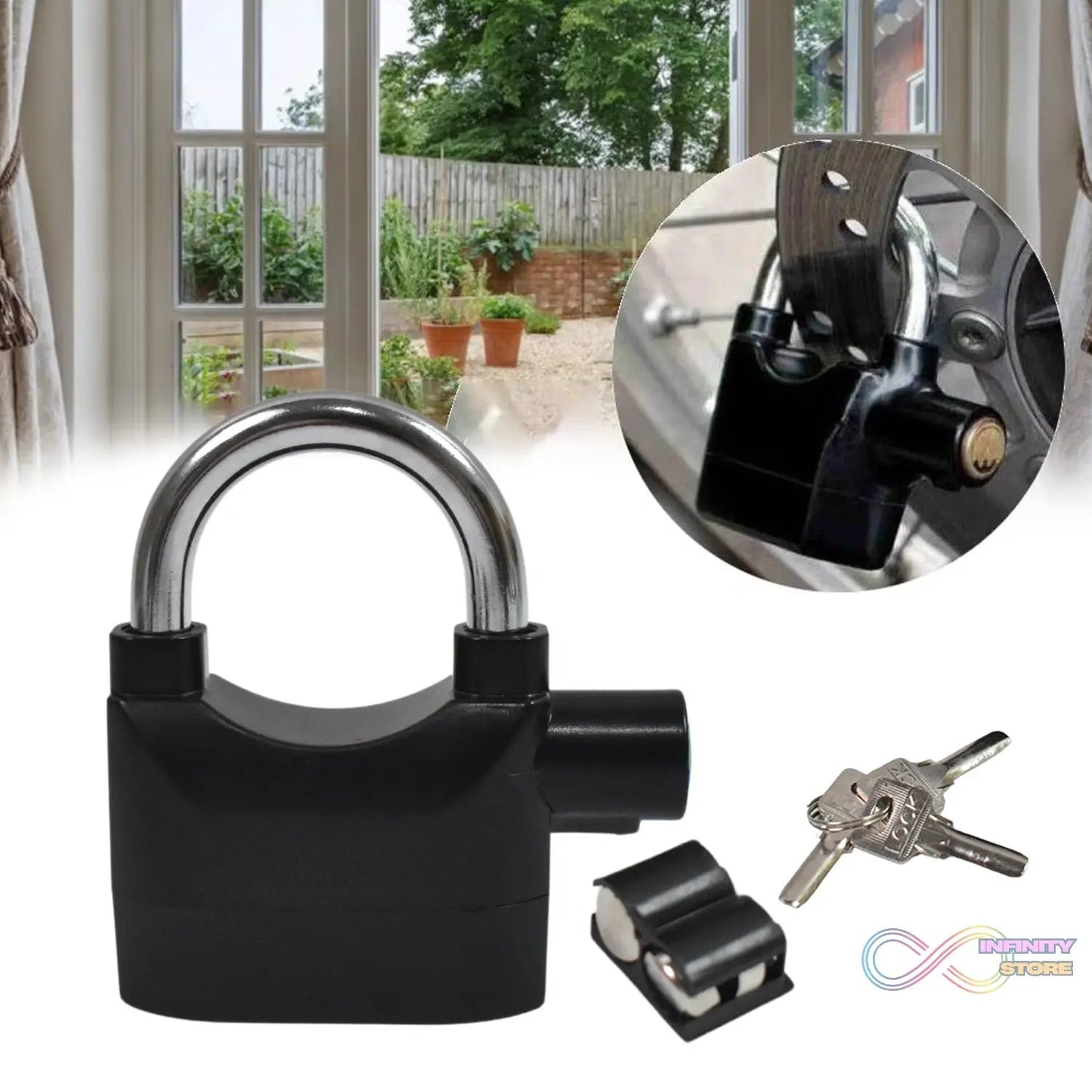Plastic Body Waterproof Siren Alarm Smart Alarm Lock & 3 Keys (1 Set) - infinityexculsivestore.com