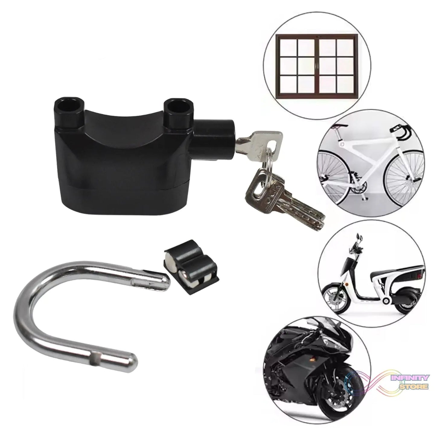 Plastic Body Waterproof Siren Alarm Smart Alarm Lock & 3 Keys (1 Set) - infinityexculsivestore.com