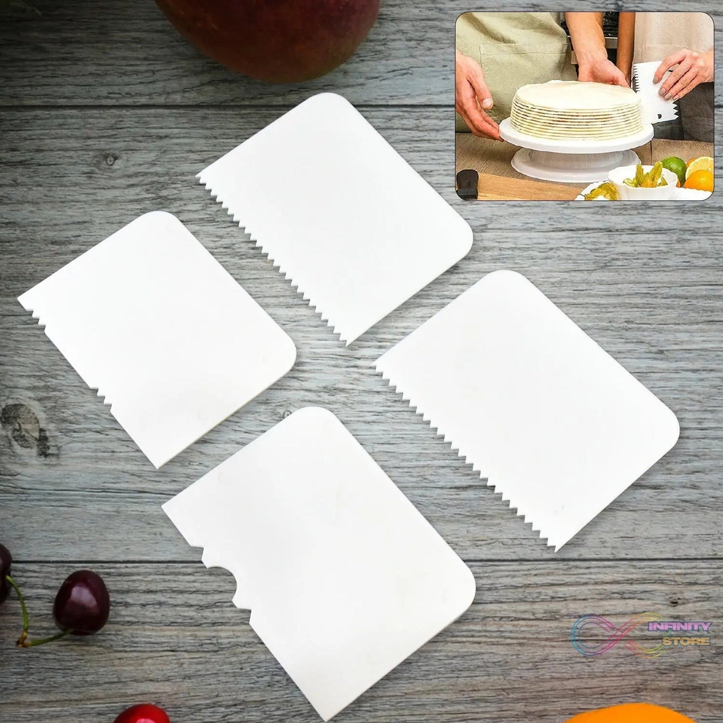 Plastic Cake Scraper Cake Decorating Pastry Baking Tool (4 Pcs Set) - infinityexculsivestore.com