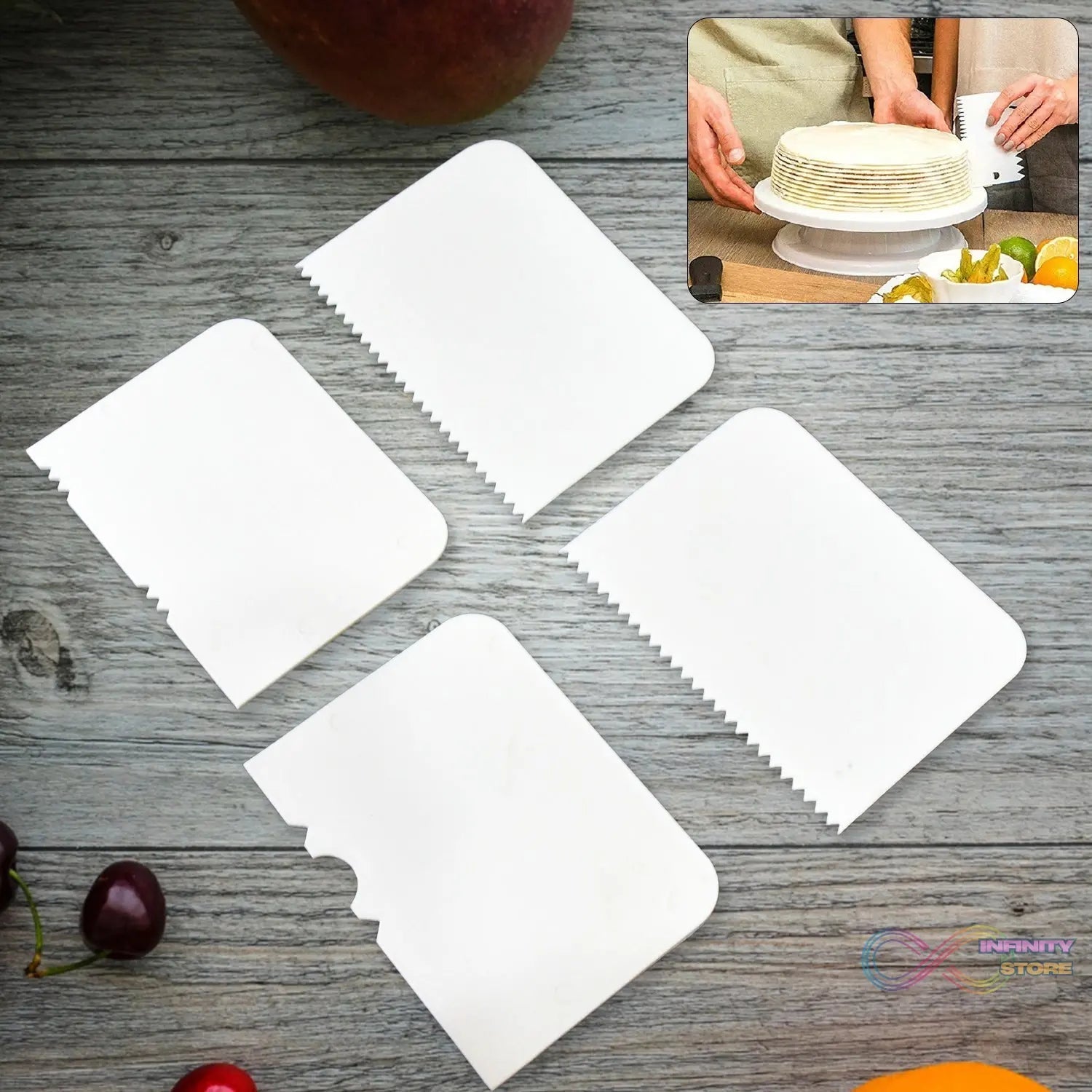 Plastic Cake Scraper Cake Decorating Pastry Baking Tool (4 Pcs Set) - infinityexculsivestore.com