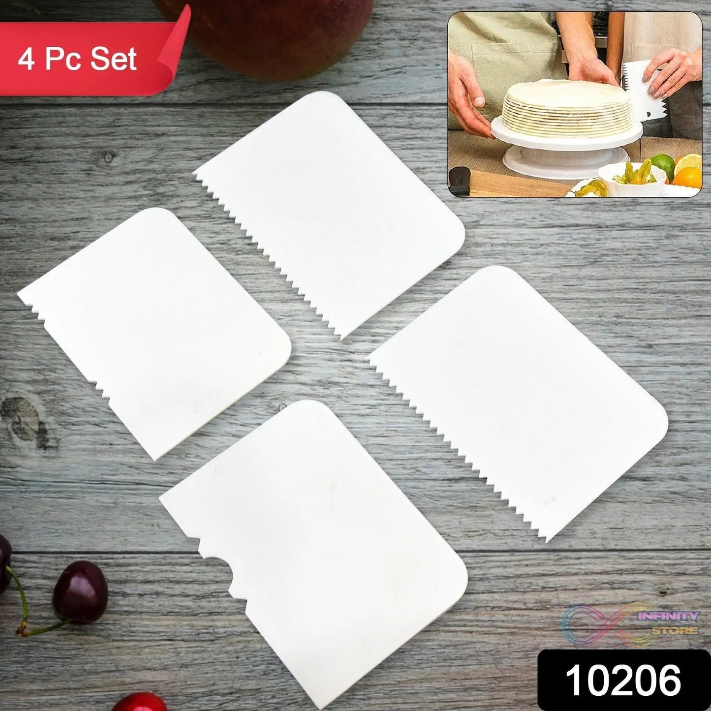 Plastic Cake Scraper Cake Decorating Pastry Baking Tool (4 Pcs Set) - infinityexculsivestore.com